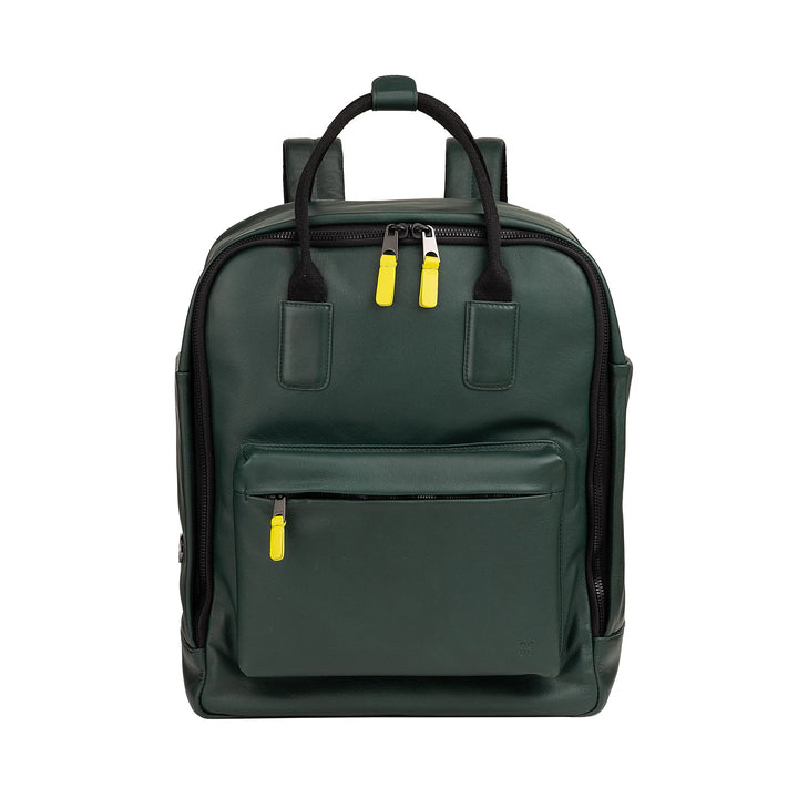 DUDU Leather Backpack for Men and Women - Elegant and Roomy Unisex Casual Backpack, 19 Litres, with Front Pocket and Tablet Compartment, Perfect for Work, Travel and Free Time