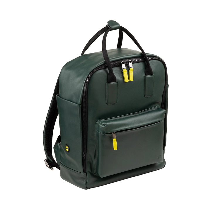 DUDU Leather Backpack for Men and Women - Elegant and Roomy Unisex Casual Backpack, 19 Litres, with Front Pocket and Tablet Compartment, Perfect for Work, Travel and Free Time