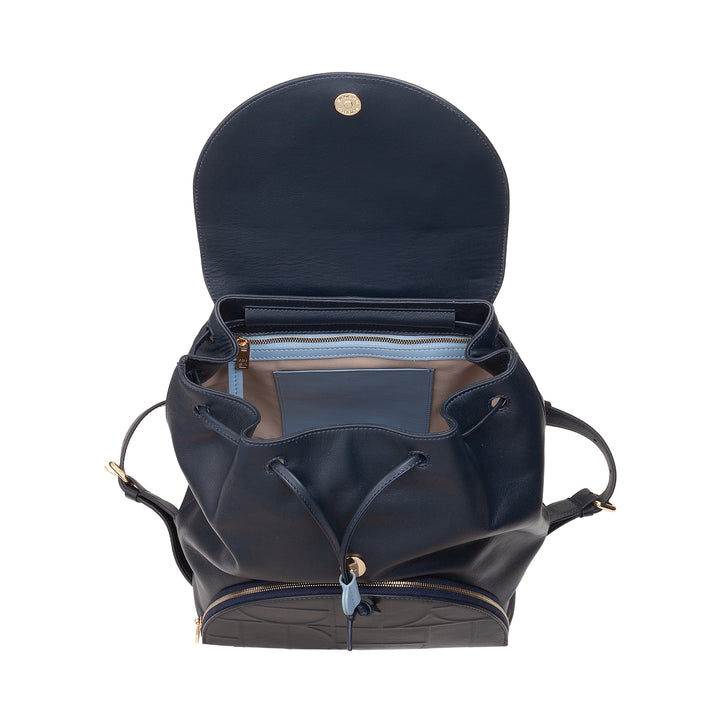 Dudu Woman Backpack in Soft Leather With Coulisse - Elegant, spacious and adjustable backpack for daily use