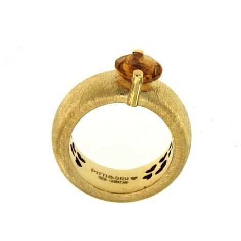 טבעת קשת פיטי וסייסי כסף 925 גימור PVD זהב צהוב קוורץ קוניאק AN 8583G/087