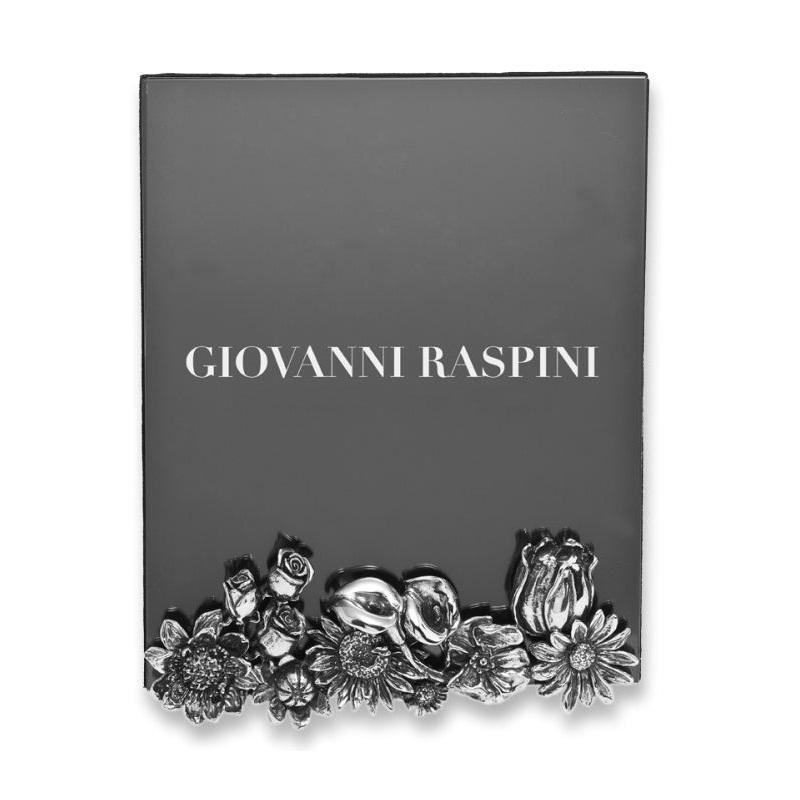 Giovanni Raspini cornice Fiori Grandi vetro 16x20cm bronzo bianco B0354 - Capodagli 1937