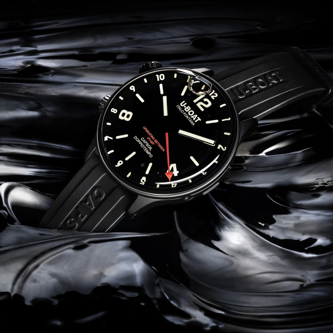 שעון כוסות U-Boat DLC 45 מ"מ גימור פלדה קוורץ שחור DLC שחור 8770