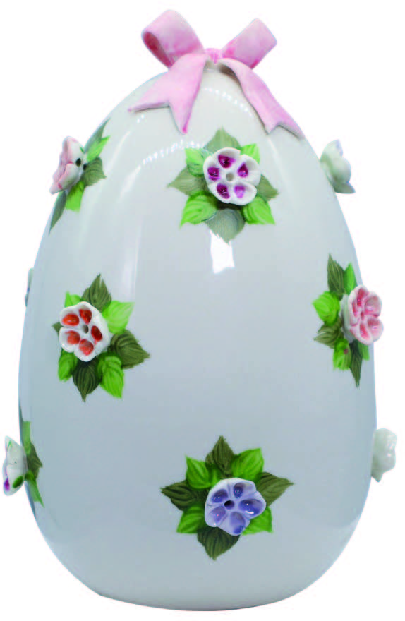 סבורדון ביצה ורוד קשת ופרחים צבעוניים Ø10 ס"מ H.14 ס"מ חרסינה מיוצרת באיטליה UO14FR/2