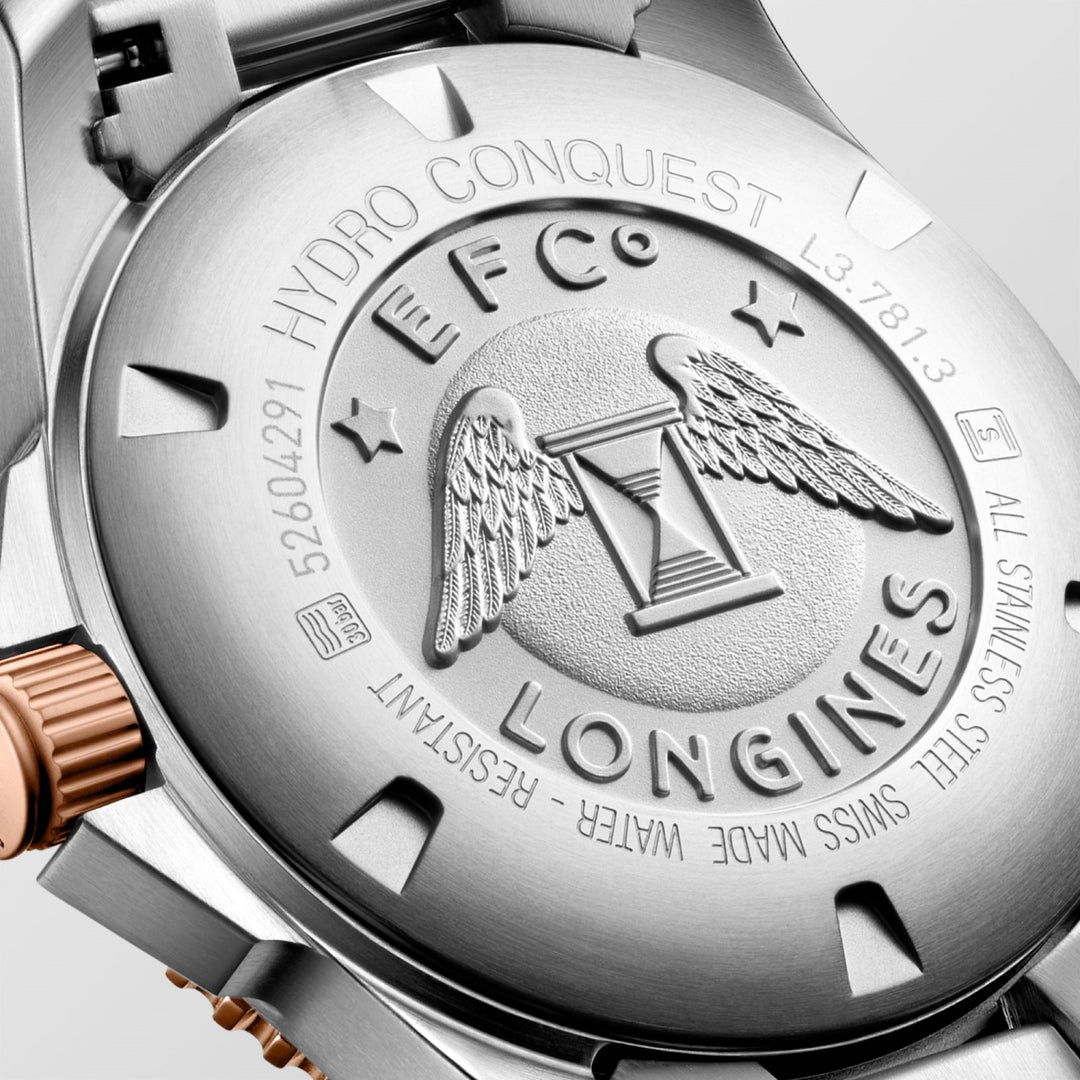 Longines watch HydroConquest 41mm grey automatic steel finishes PVD rose gold L3.781.3.78.78.7