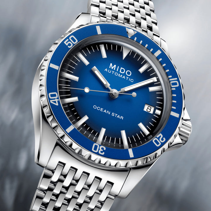 MIDO Ocean Star מחווה מוגבלת מהדורה 200PZ 40 מ"מ פלדה אוטומטית כחולה