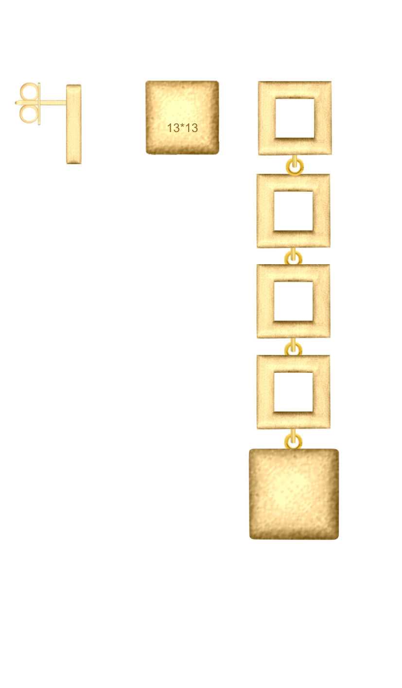 עגילי פיטי וסיסי סרומטריקה כסף 925 גימור PVD זהב צהוב או 9495 גרם -5 מ '