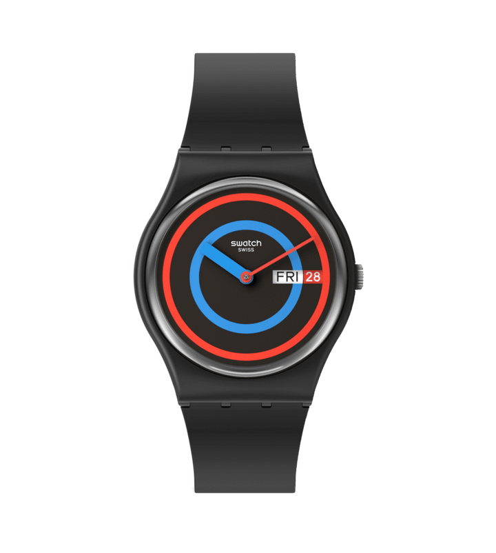 Swatch מעגלת מקוריות שחורות ג'נט ביו -מקור 34 מ"מ SO28B706 שעון