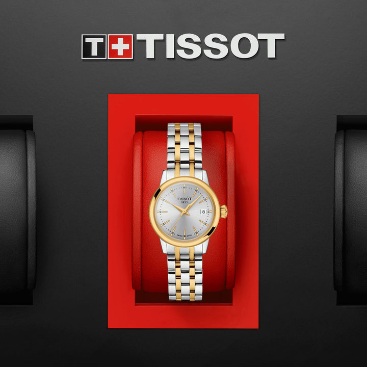 Tissot Classic Dream Lady 2 28 מ"מ סילבר קוורץ פלדה פלדה PVD זהב צהוב T129.210.22.031.00