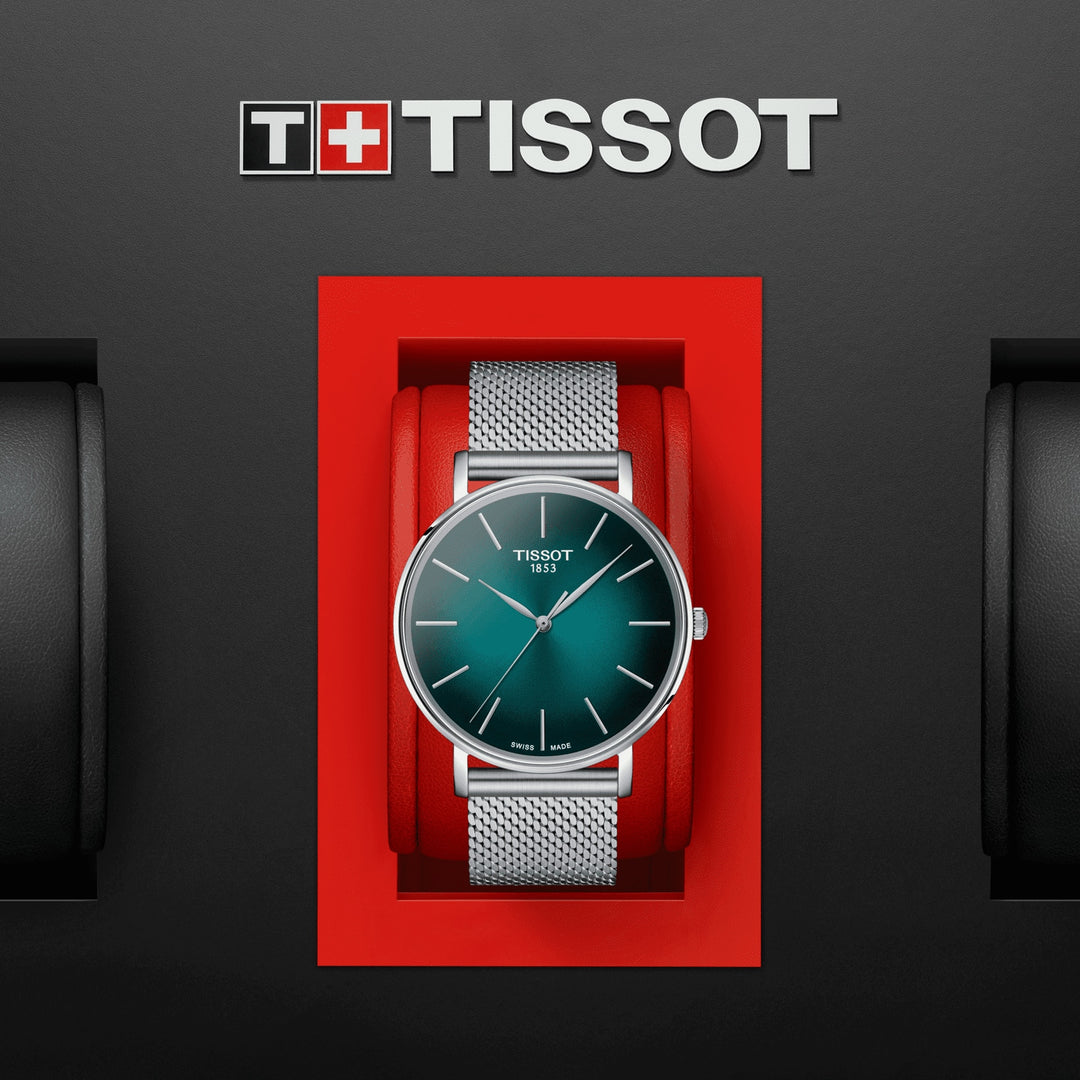 Tissot Eveytime 40 מ"מ צפה בקוורץ ירוק פלדה T143.410.11.091.00