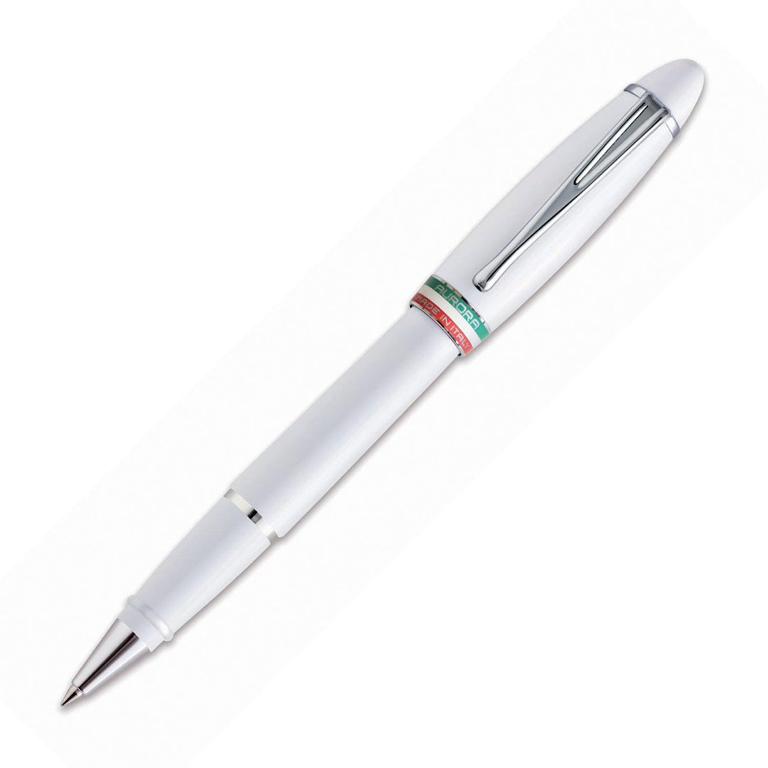 Aurora roller Ipsilon Italia bianca anello in lacca tricolore e finiture cromate B77-W - Gioielleria Capodagli