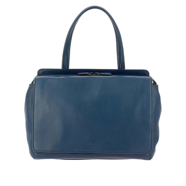 DUDU Women's Handbag Large Elegant Genuine Leather Capacious Double Outer Pocket with Handle and Detachable Shoulder Strap