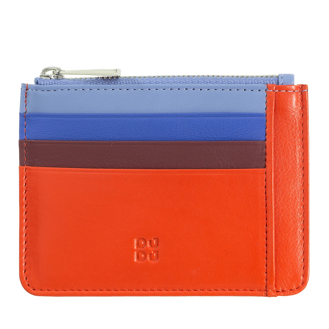 DuDu תיק כרטיסי אשראי בארנק עור צבעוני אמיתי עם רוכסן