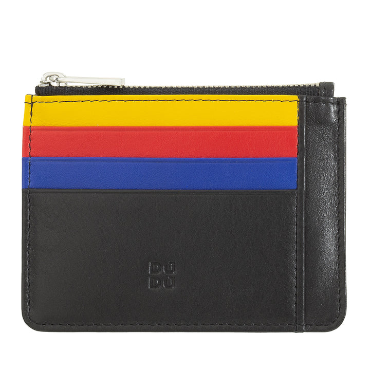 כרטיסי אשראי של Dudu Sachet בארנק עור צבעוני אמיתי עם רוכסן