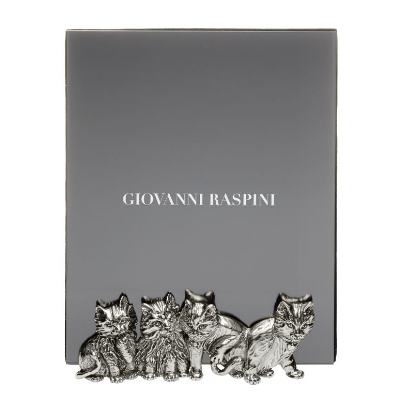 Giovanni Raspini Gatti זכוכית 16x20 ס"מ ברונזה לבן B0364