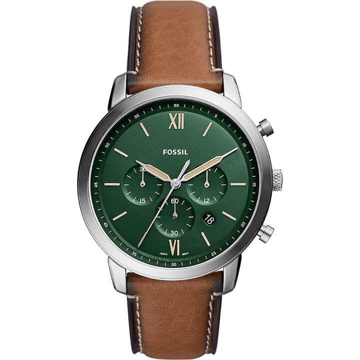 Fossil watch Neutral Chrono 44mm green quartz steel FS5943