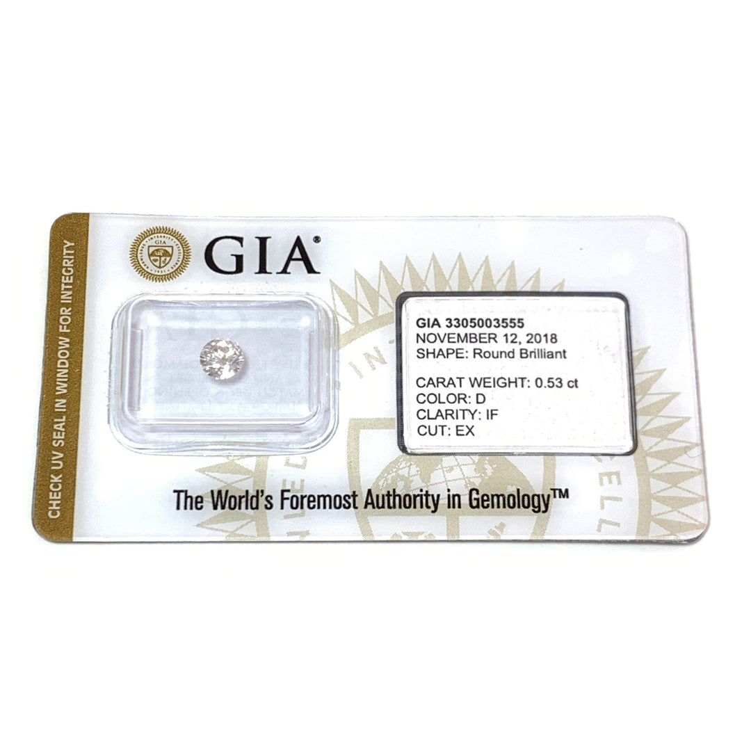 GIA diamante in blister certificato taglio brillante 0,53 carati colore D purezza IF - Gioielleria Capodagli