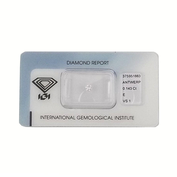 IGI diamante in blister certificato taglio brillante 0,143ct colore E purezza VS 1 - Capodagli 1937