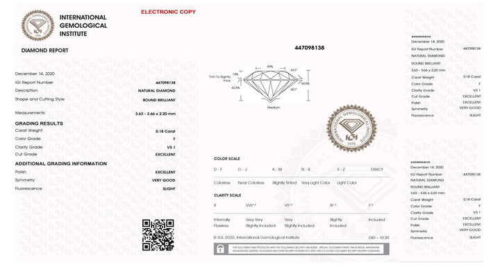 IGI diamante in blister certificato taglio brillante 0,18ct colore F purezza VS 1 - Capodagli 1937