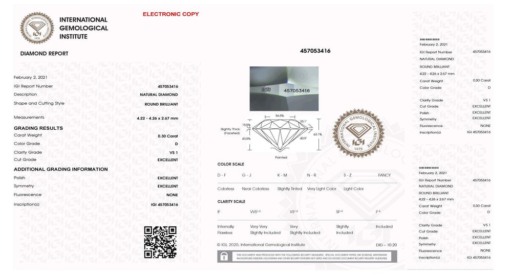 IGI diamante in blister certificato taglio brillante 0,30ct colore D purezza VS 1 - Capodagli 1937