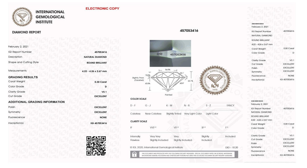 IGI diamante in blister certificato taglio brillante 0,30ct colore D purezza VS 1 - Capodagli 1937