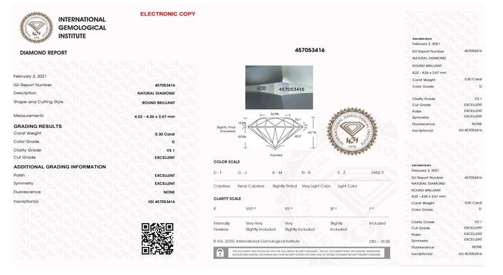 IGI diamante in blister certificato taglio brillante 0,30ct colore D purezza VS 1 - Capodagli 1937