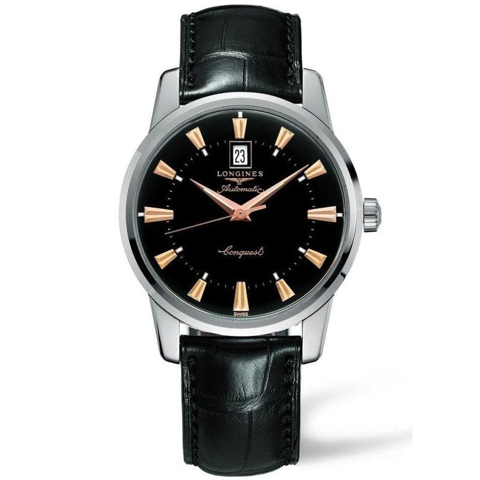 Longines orologio Conquest Heritage 40mm nero automatico acciaio L1.645.4.52.4 - Capodagli 1937