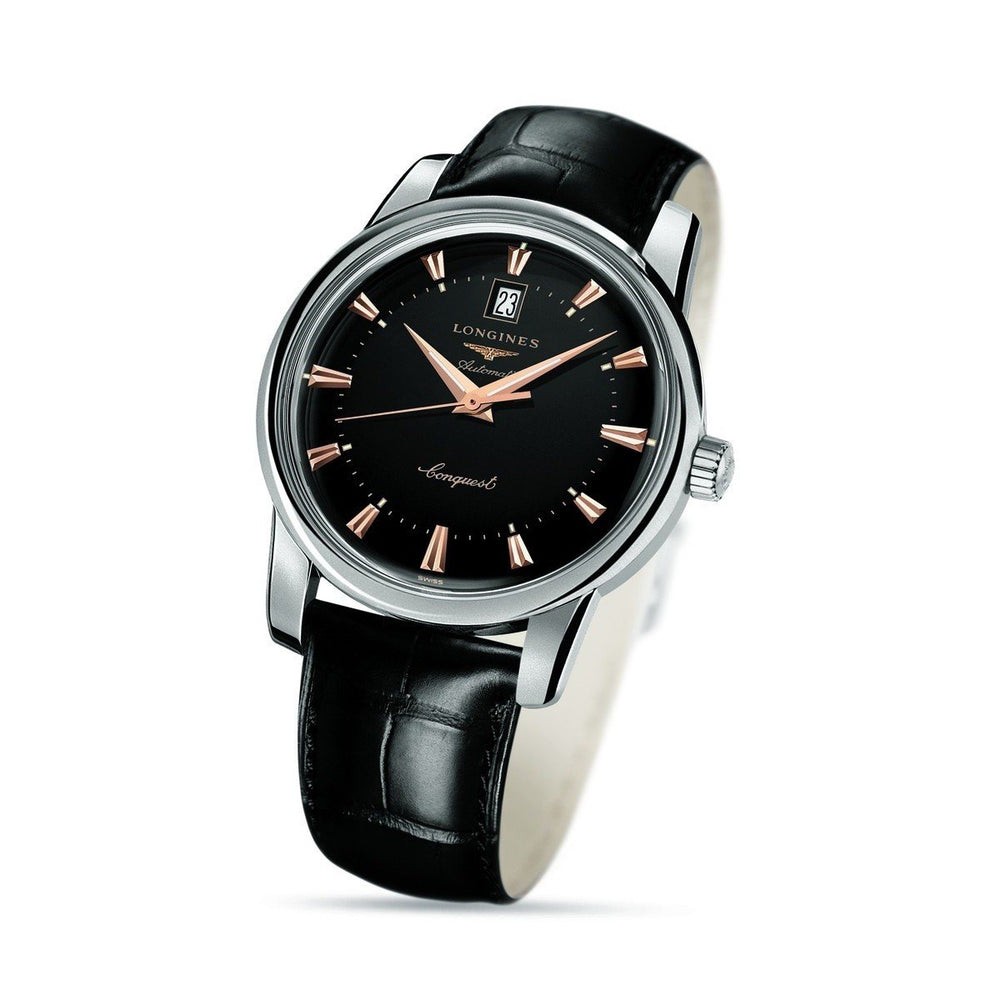 Longines orologio Conquest Heritage 40mm nero automatico acciaio L1.645.4.52.4 - Gioielleria Capodagli