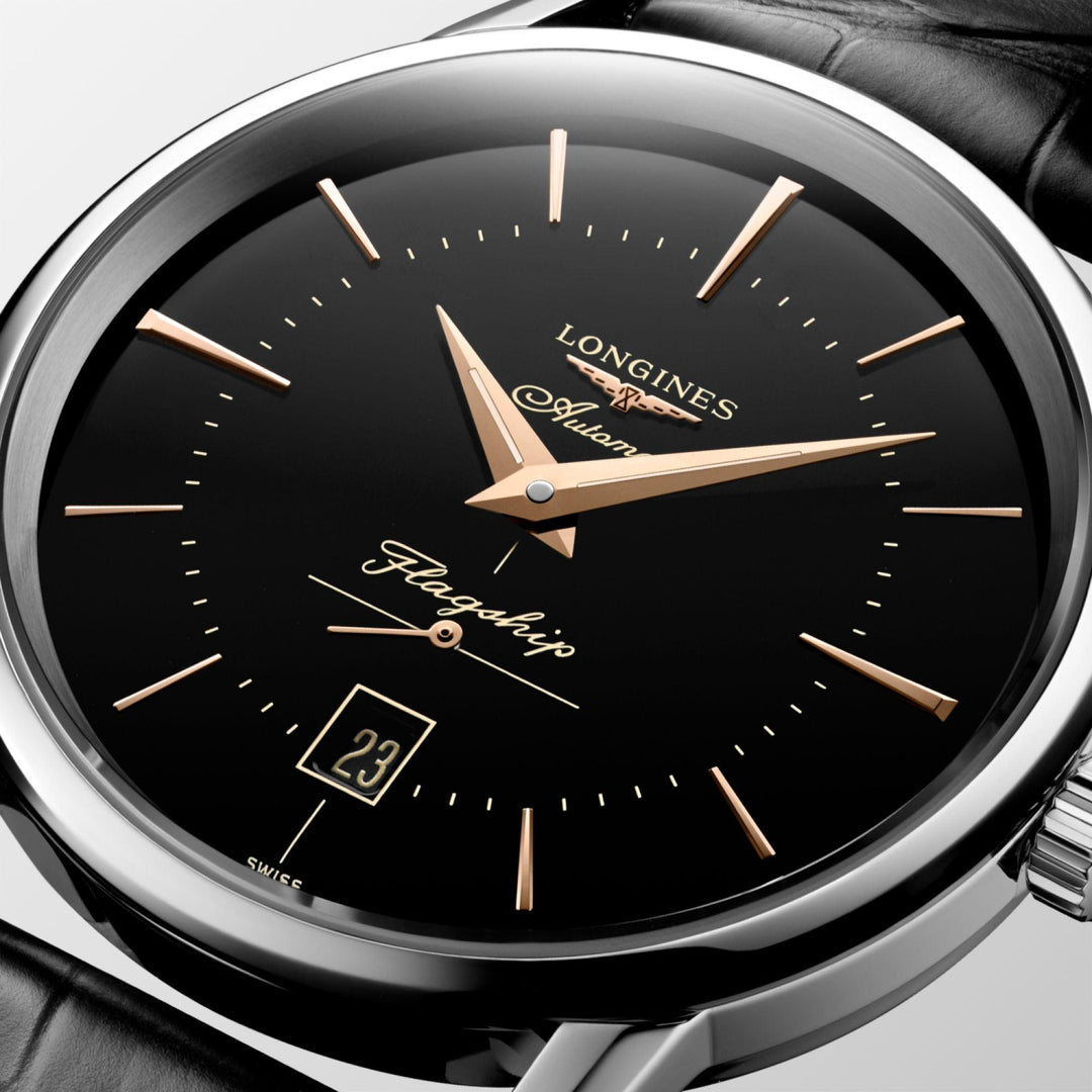 Longines orologio Flagship Heritage 38,5mm nero automatico acciaio L4.795.4.58.0 - Gioielleria Capodagli