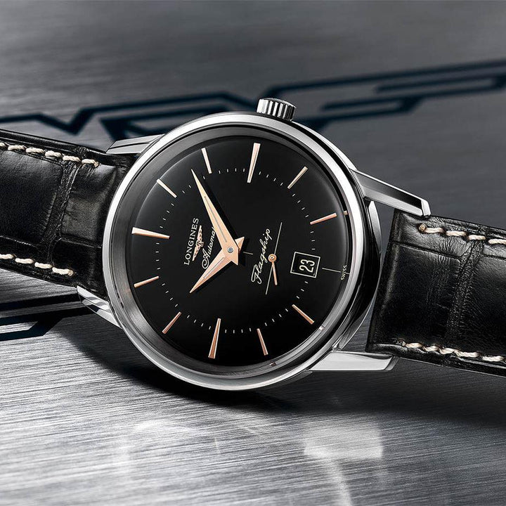 Longines orologio Flagship Heritage 38,5mm nero automatico acciaio L4.795.4.58.0 - Gioielleria Capodagli