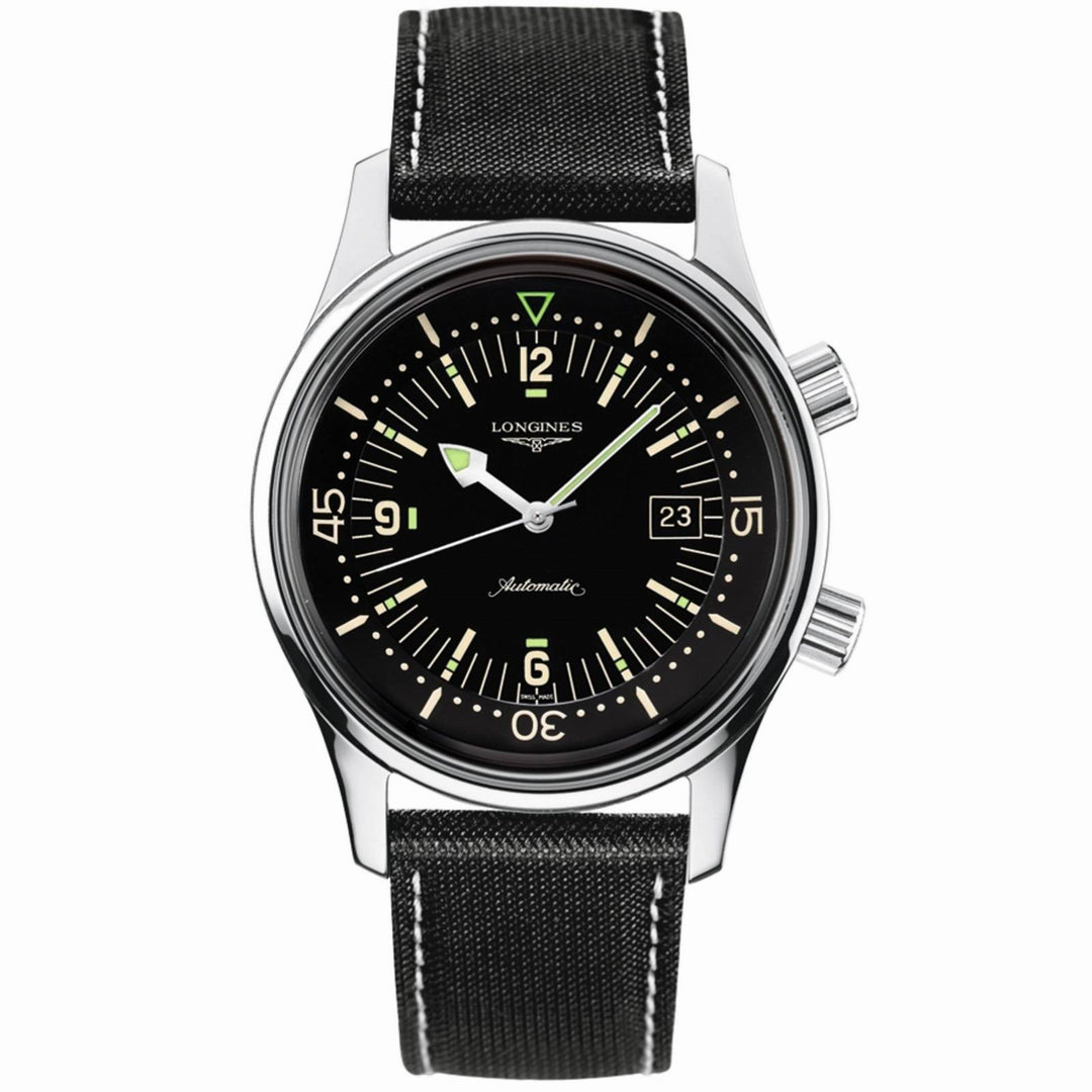 Longines orologio Heritage Legend Diver Watch 41mm nero automatico acciaio L3.774.4.50.0 - Gioielleria Capodagli