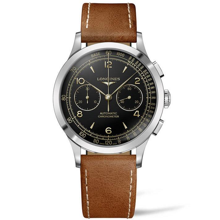 Longines orologio Record Chronograph 40mm nero automatico acciaio L2.921.4.56.2 - Capodagli 1937