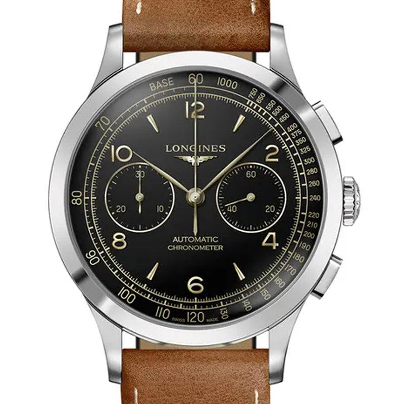Longines orologio Record Chronograph 40mm nero automatico acciaio L2.921.4.56.2 - Capodagli 1937