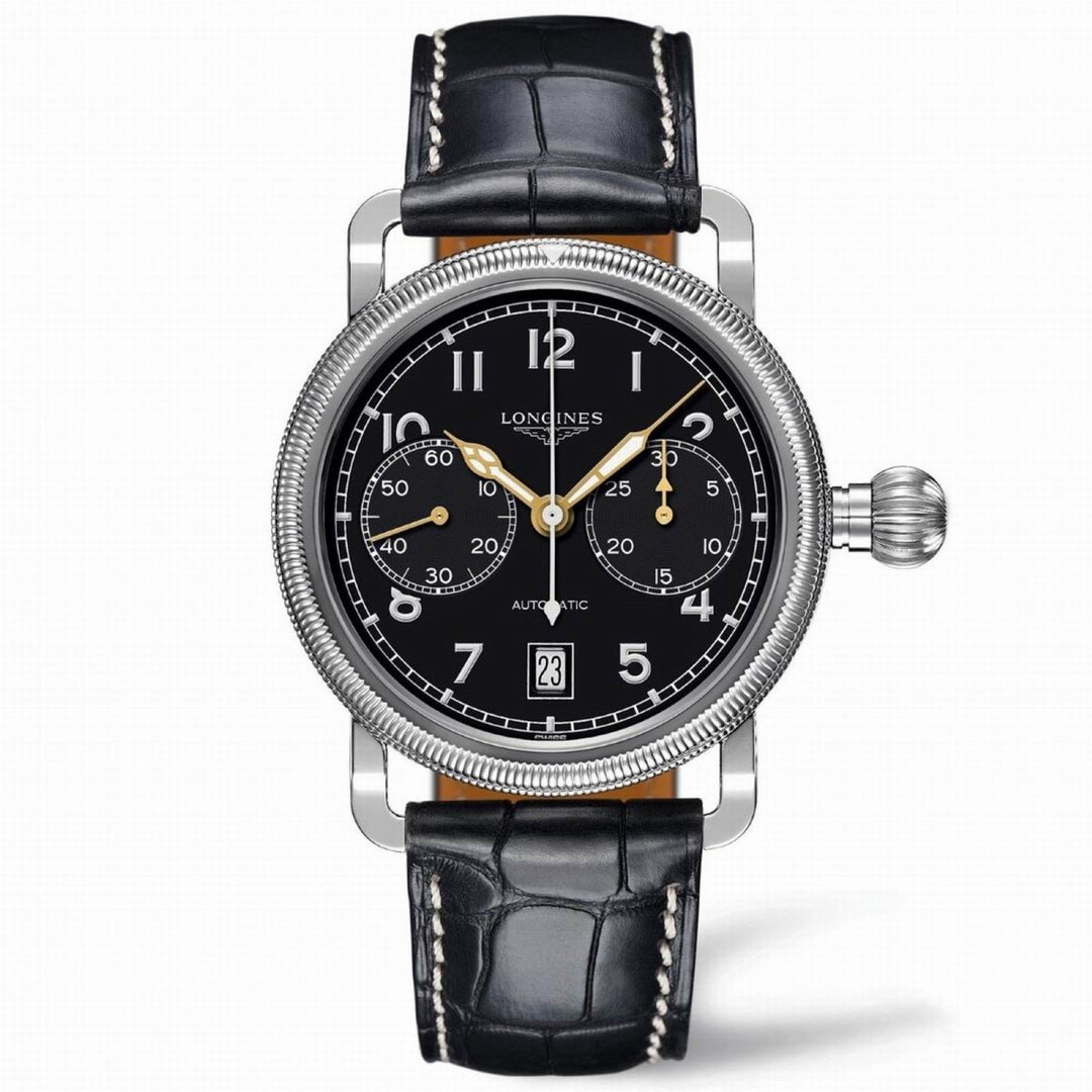 Longines orologio uomo Heritage Avigation Oversize Crown Chronograph 41mm automatico L2.783.4.53.2 - Gioielleria Capodagli