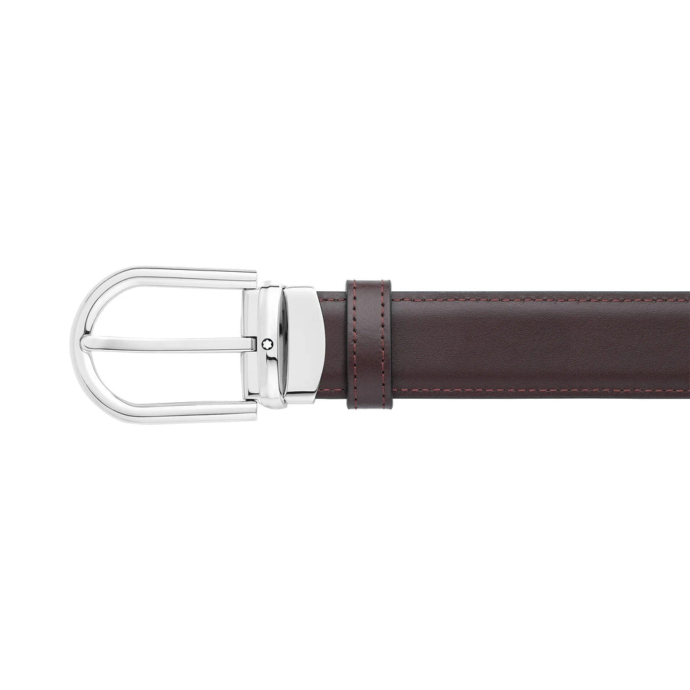 Montblanc cintura 30mm fibbia ferro di cavallo pelle reversibile nera/bordeaux 128755 - Capodagli 1937