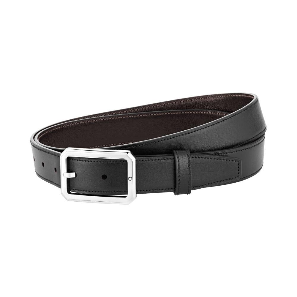 Montblanc cintura 30mm fibbia ottagonale pelle reversibile nero/marrrone 128761 - Capodagli 1937