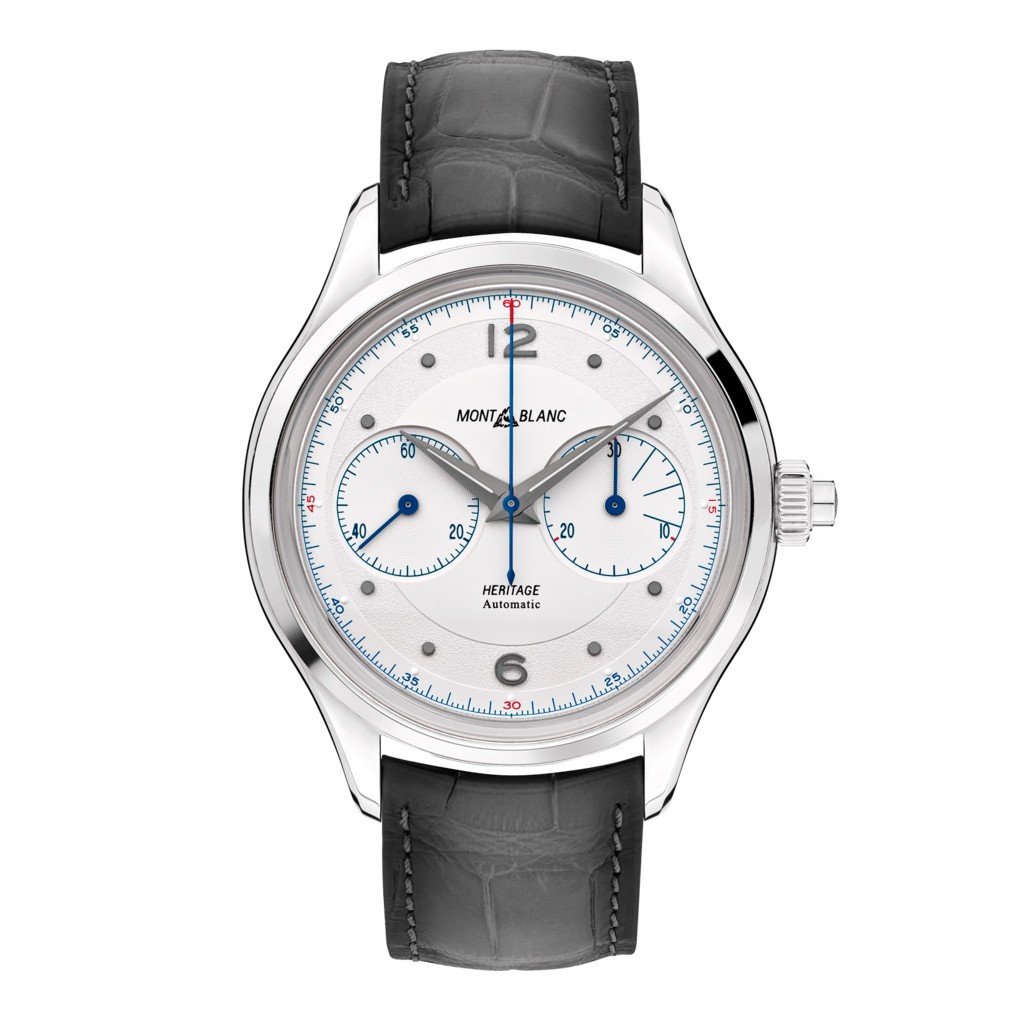 Montblanc orologio uomo Heritage Monopusher Chronograph 42mm automatico alligatore grigio 119951 - Gioielleria Capodagli