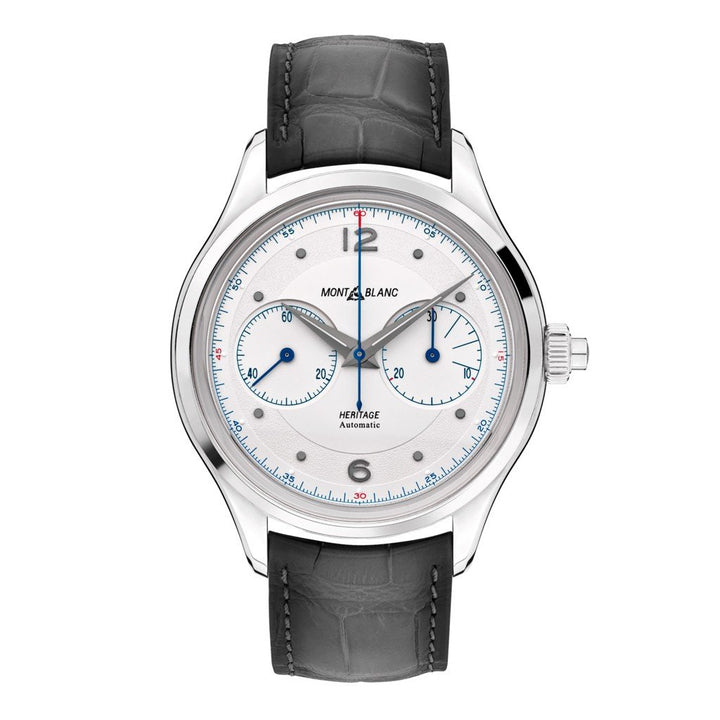 Montblanc orologio uomo Heritage Monopusher Chronograph 42mm automatico alligatore grigio 119951 - Gioielleria Capodagli