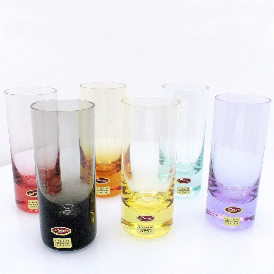 Moser 6 bicchieri Whisky 6 colori cristallo cecoslovacchia h 13 d 5cm A-0056 - Gioielleria Capodagli