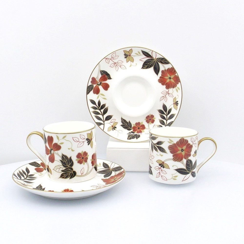 Narumi servizio 2 tazzine da caffè porcellana Bone China finiture oro A/1404 - Gioielleria Capodagli