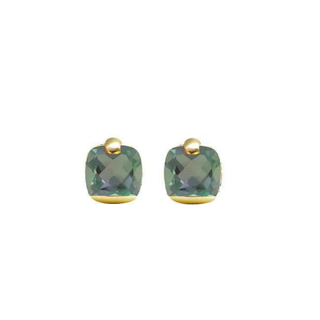 Pitti e Sisi orecchini a lobo Rainbow argento 925 finitura PVD oro giallo quarzo verde OR 9591G/069 - Capodagli 1937