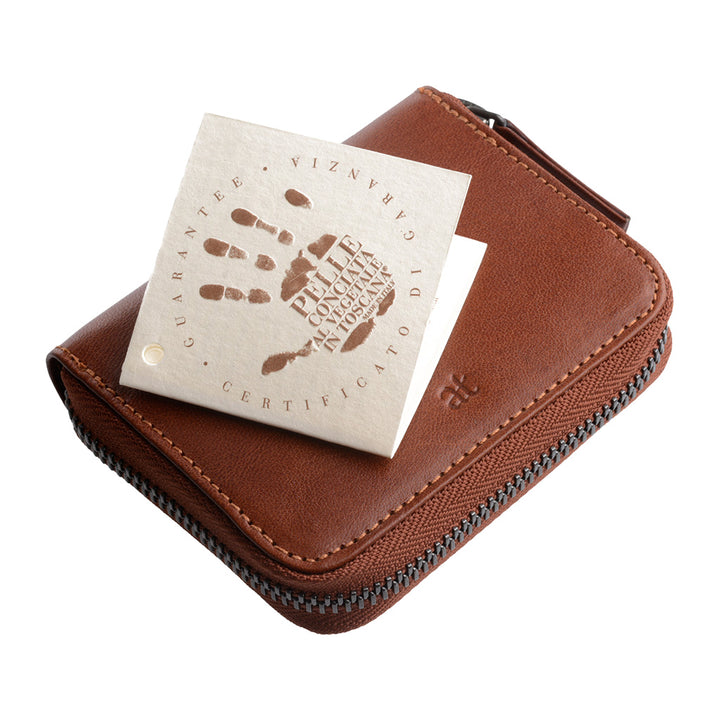 מחזיק כרטיסי אשראי של אנטיקה טוסקנה עם מיקוד רוכסן סביב עור אמיתי ו -11 כיסי טסיר