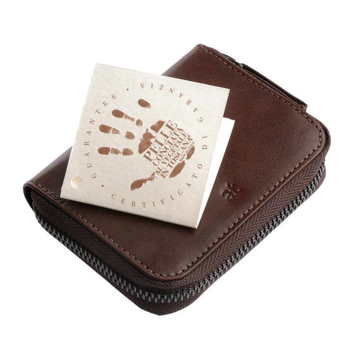 מחזיק כרטיסי אשראי של אנטיקה טוסקנה עם מיקוד רוכסן סביב עור אמיתי ו -11 כיסי טסיר