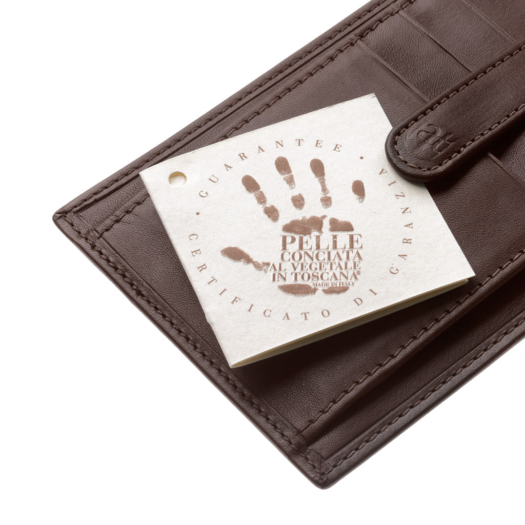 תפריט כרטיסי אשראי של אנטיקה טוסקנה באריח דק דק דק עם עור איטלקי עם כפתור קליפ