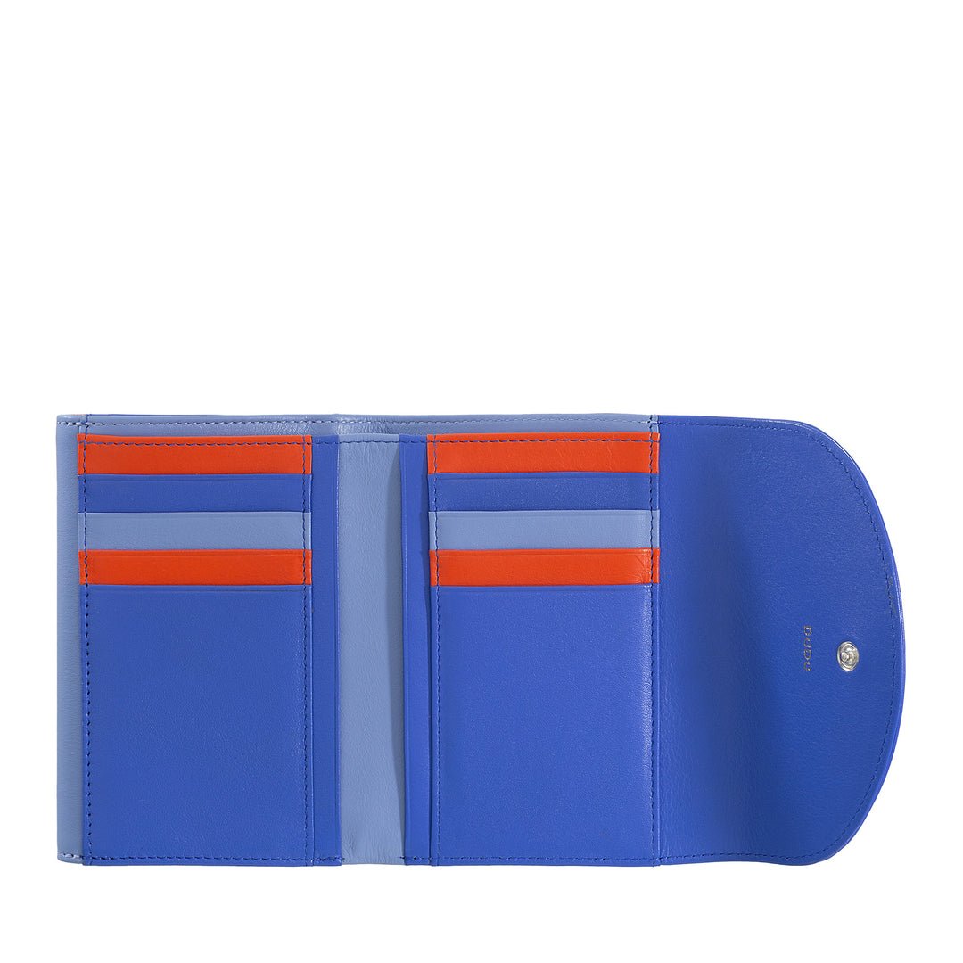 DuDu עור RFID אמיתי בעולם עם פורטמונטה, ארנק צבעוני עם שטרות אשראי עם בעל דש כפול