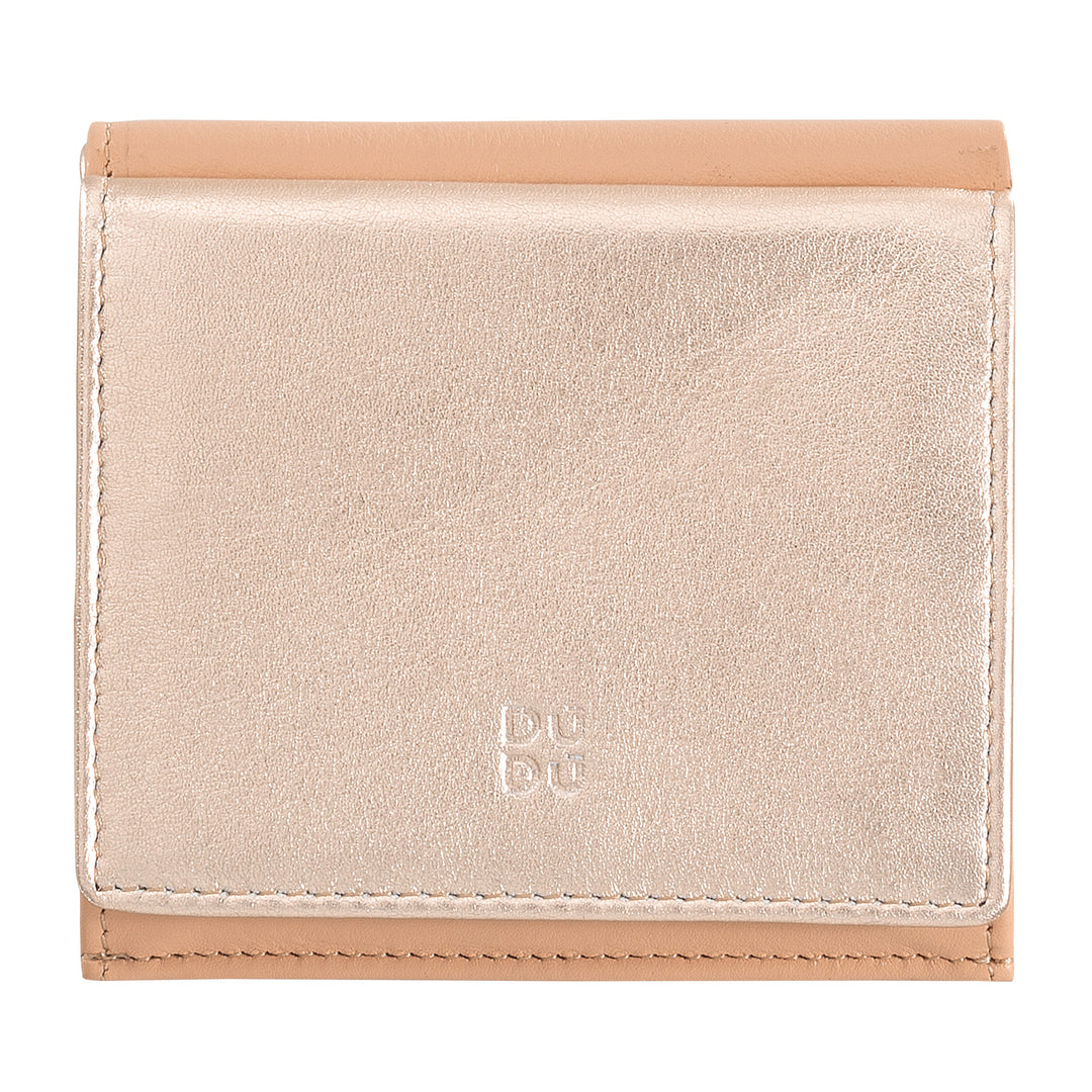 DUDU Women's Wallet Small Metallic Leather RFID Coin Wallet Credit Cards and Banknotes