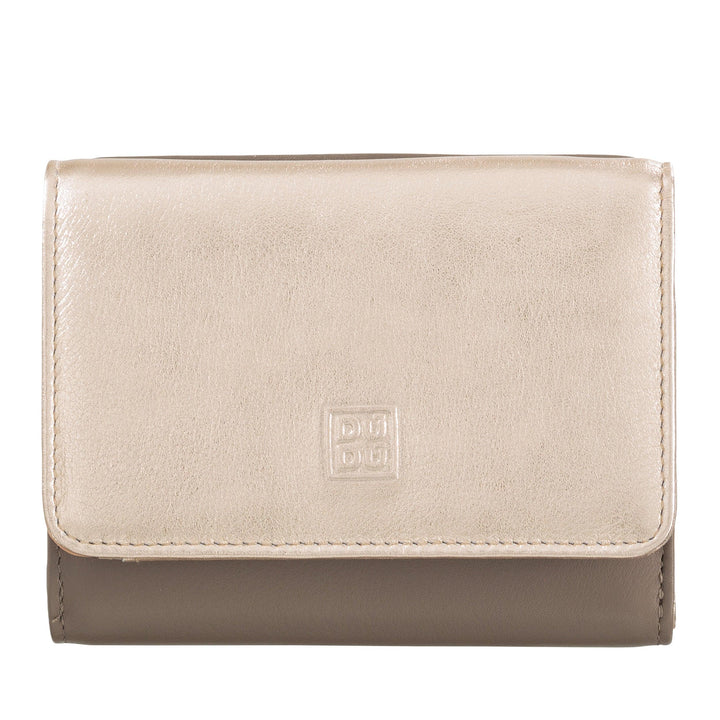 DUDU Portafoglio Donna RFID Piccolo in Pelle Rosa Metallizzata Trifold con Portamonete e Carte di Credito Tessere - Capodagli 1937