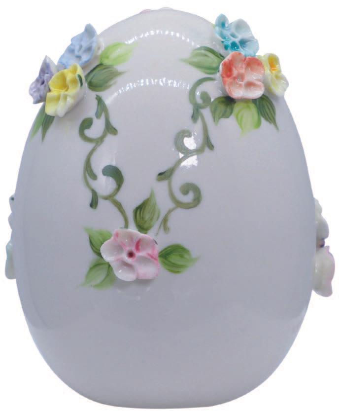 Sbordone uovo fiori colorati Ø18cm h.19cm porcellana made in italy UO45/3 - Capodagli 1937