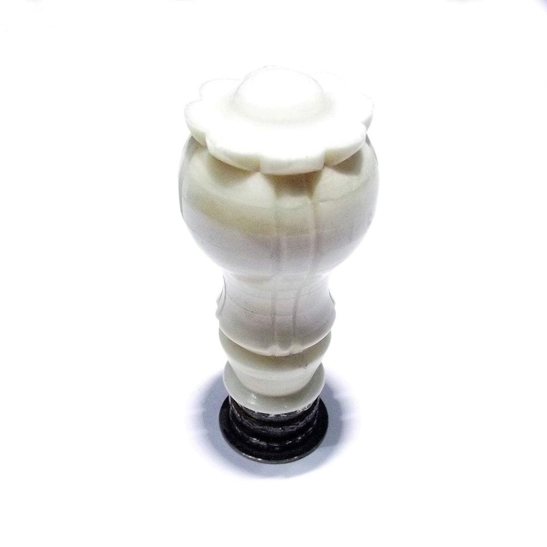 Sigillo in corno bianco base argento 925 brunito A-OS045 - Gioielleria Capodagli