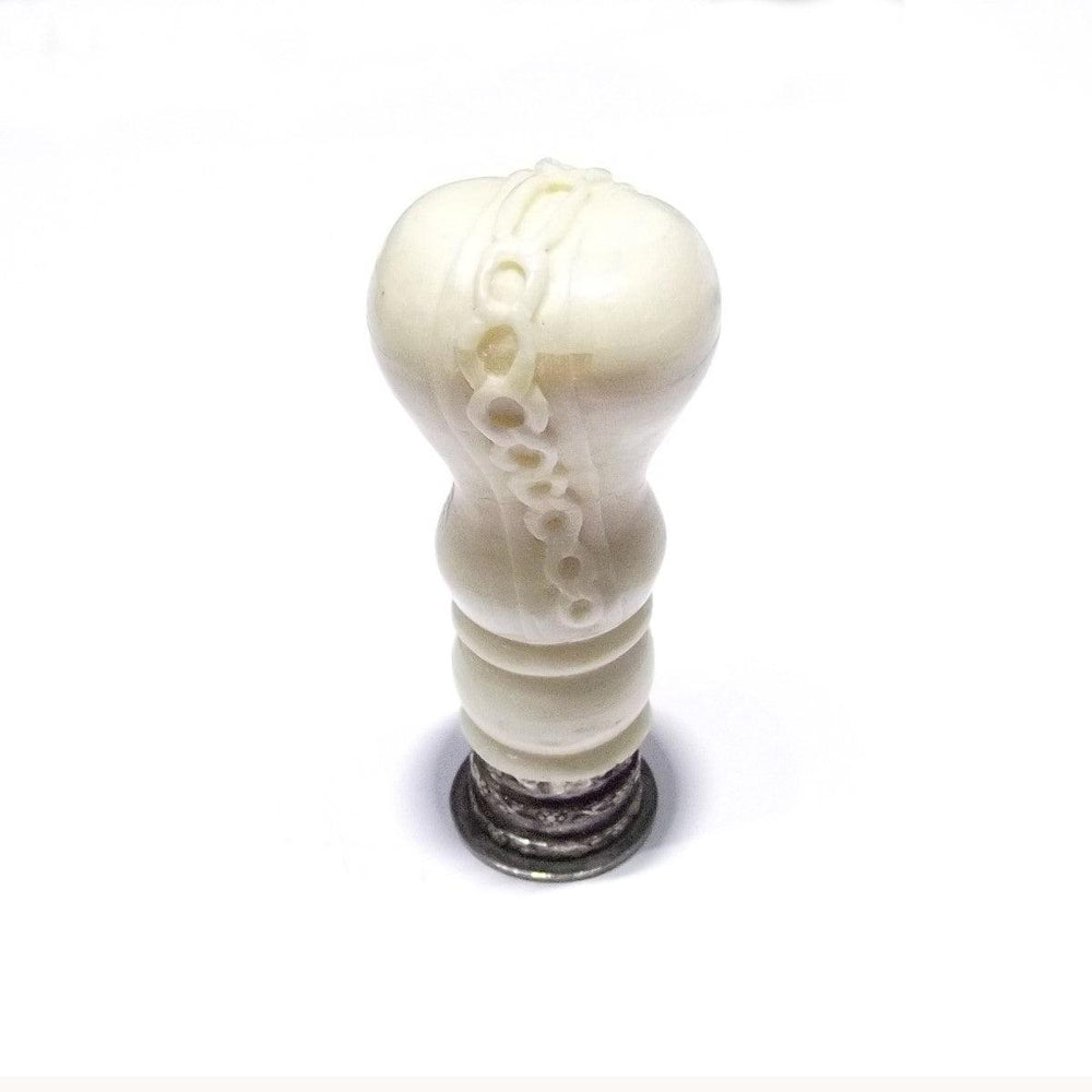 Sigillo in corno bianco base argento 925 brunito A-OS046 - Gioielleria Capodagli