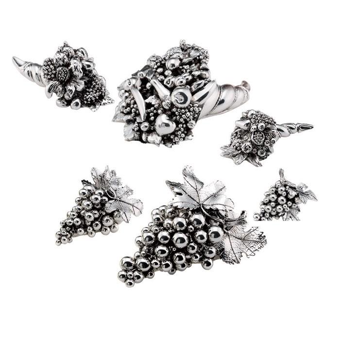 Sovrani cornucopia frutta resina 9cm laminato argento R 17867 - Gioielleria Capodagli